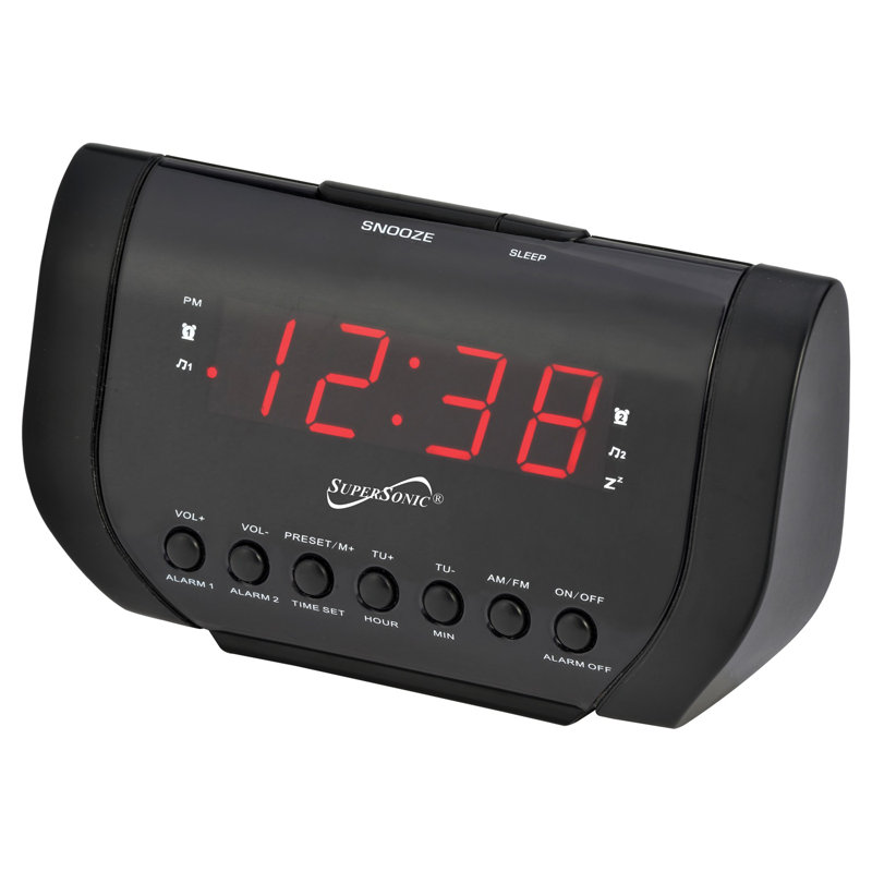 Supersonic Digital Electric Alarm Tabletop Clock in Black Wayfair